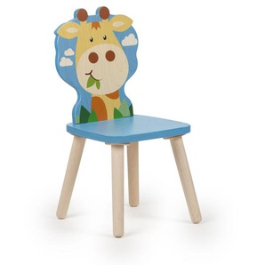 Kinderstuhl Holz Kleinkind Stuhl Tier Giraffe blau Sitzhöhe 28 cm