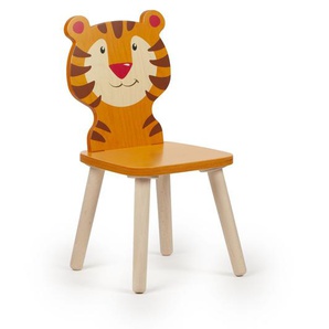 Kinderstuhl Holz Kleinkind Stuhl Tier Tiger orange Sitzhöhe 28 cm