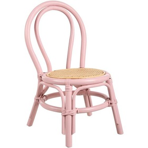Kinderstuhl Pastellrosa aus Rattan Handgefertigt Indoor Outdoor Boho Stil für Kinderzimmer