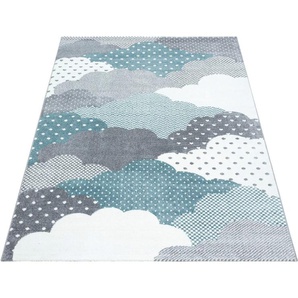 Kinderteppich AYYILDIZ TEPPICHE Bambi 820 Teppiche Gr. B/L: 160 cm x 230 cm, 11 mm, 1 St., blau Kinder Teppich Webteppich Kinderzimmerteppiche Teppiche Wolken Motiv, Kurzflor