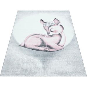 Kinderteppich AYYILDIZ TEPPICHE Bambi 850 Teppiche Gr. B/L: 200 cm x 290 cm, 11 mm, 1 St., pink Kinder Kinderzimmerteppiche Rehkitz Motiv, Kurzflor