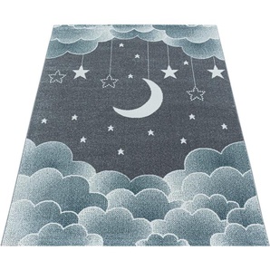 Kinderteppich AYYILDIZ TEPPICHE FUNNY 2101 Teppiche Gr. B/L: 160 cm x 230 cm, 11 mm, 1 St., blau Kinder Kinderzimmerteppiche Teppiche Mond Sterne Motivteppich