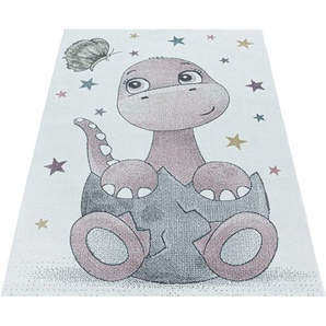 Kinderteppich AYYILDIZ TEPPICHE FUNNY 2106 Teppiche Gr. B/L: 200 cm x 290 cm, 11 mm, 1 St., pink Kinder Kinderzimmerteppiche Dino Motivteppich