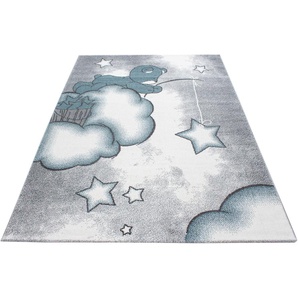 Kinderteppich AYYILDIZ TEPPICHE Kids 580 Teppiche Gr. B/L: 160 cm x 230 cm, 12 mm, 1 St., blau Kinder Teppich Webteppich Kinderzimmerteppiche Teppiche Teddybär, Sterne Design, Kurzflor