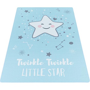 Kinderteppich AYYILDIZ TEPPICHE PLAY 2901 Teppiche Gr. B/L: 160 cm x 230 cm, 6 mm, 1 St., blau Kinder Kinderzimmerteppiche robuster Kurflor, Stern Motiv, Kinderzimmer