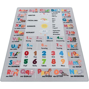 Kinderteppich AYYILDIZ TEPPICHE PLAY 2904 Teppiche Gr. B/L: 160 cm x 230 cm, 6 mm, 1 St., grau Kinder Kinderzimmerteppiche robuster Kurzflor, Spiel Lern Teppich, Kinderzimmer