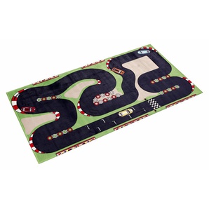 Kinderteppich BÖING CARPET Lovely Kids 407 Teppiche Gr. B/L: 80 cm x 150 cm, 6 mm, 1 St., bunt Kinder Kinderzimmerteppiche Straßen-Spielteppich, Motiv Rennstrecke, Kinderzimmer