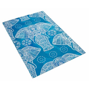 Kinderteppich BÖING CARPET Lovely Kids 411 Teppiche Gr. B/L: 110 cm x 170 cm, 6 mm, 1 St., blau Kinder Kinderzimmerteppiche Motiv Elefant Mandala, Kinderzimmer
