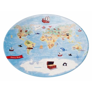 Kinderteppich BÖING CARPET Lovely Kids 413 Teppiche Gr. Ø 100 cm, 6 mm, 1 St., bunt Kinder Kinderzimmerteppiche Motiv Weltkarte