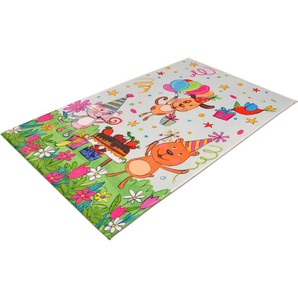Kinderteppich BÖING CARPET Lovely Kids 418 Teppiche Gr. B/L: 100 cm x 160 cm, 6 mm, 1 St., bunt Kinder Kinderzimmerteppiche Motiv Geburtstagsparty, Kinderzimmer