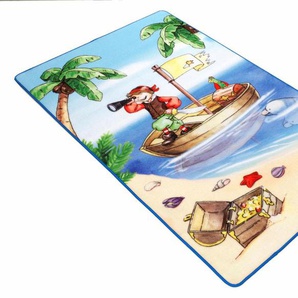 Kinderteppich BÖING CARPET Lovely Kids LK-1 Teppiche Gr. B/L: 100 cm x 160 cm, 2 mm, 1 St., blau Kinder Teppich Kinderzimmerteppiche Teppiche Motiv Pirat, Kinderzimmer