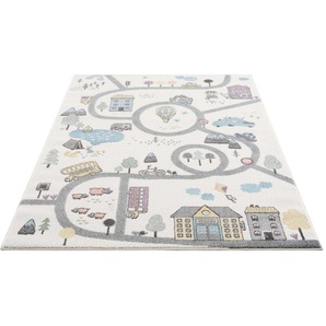 Kinderteppich CARPET CITY Anime9376 Teppiche Gr. B/L: 140 cm x 200 cm, 11 mm, 1 St., beige (creme) Kinder Spielteppich Kinderzimmerteppiche Straßen-Spiel-Teppich, Auto, Weicher Flor, Pflegeleicht, Kinderzimmer