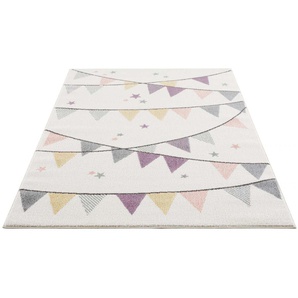 Kinderteppich CARPET CITY Anime9381 Teppiche Gr. B/L: 140 cm x 200 cm, 11 mm, 1 St., beige (creme) Kinder Spielteppich Kinderzimmerteppiche Spielteppich, Wimpel, Weicher Flor, Pflegeleicht, Kinderzimmer