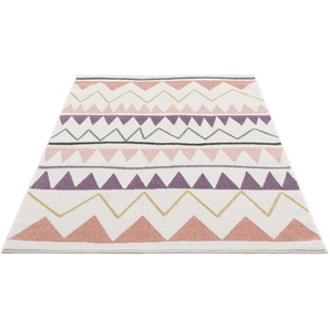 Kinderteppich CARPET CITY Anime9382 Teppiche Gr. B/L: 140 cm x 200 cm, 11 mm, 1 St., beige (creme) Kinder Spielteppich Kinderzimmerteppiche Spielteppich, Zickzack, Weicher Flor, Pflegeleicht, Kinderzimmer