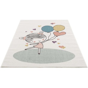 Kinderteppich CARPET CITY Anime9393 Teppiche Gr. B/L: 140 cm x 200 cm, 11 mm, 1 St., beige (creme) Kinder Spielteppich Kinderzimmerteppiche Spielteppich, Mädchen, Herzen, Ballon, Weicher Flor, Pflegeleicht