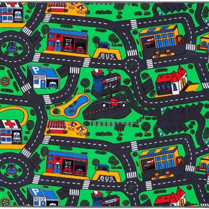 Kinderteppich CITY, Primaflor-Ideen in Textil, rechteckig, Höhe: 5 mm, Straßen-Spiel-Teppich, Straßenbreite ca. 9 cm, Kinderzimmer
