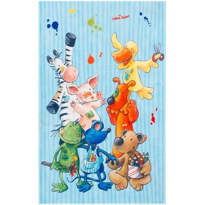 Kinderteppich Die Lieben Sieben , Mehrfarbig, Hellblau , Textil , Tier , rechteckig , 100 cm , Oeko-Tex® Standard 100 , für Fußbodenheizung geeignet, rutschfest , Teppiche & Böden, Teppiche, Kinderteppiche