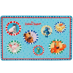 Kinderteppich Die Lieben Sieben , Mehrfarbig , Textil , Tier , rechteckig , 100 cm , Oeko-Tex® Standard 100 , für Fußbodenheizung geeignet, rutschfest , Teppiche & Böden, Teppiche, Kinderteppiche