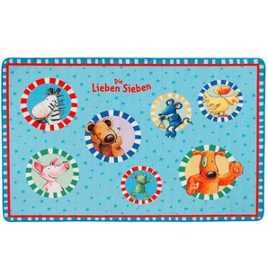 Kinderteppich Die Lieben Sieben, Mehrfarbig, Textil, Tier, rechteckig, 100x160 cm, Oeko-Tex® Standard 100, für Fußbodenheizung geeignet, rutschfest, Teppiche & Böden, Teppiche, Kinderteppiche