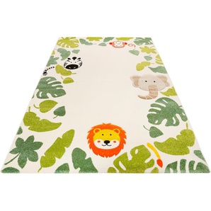 Kinderteppich ESPRIT E-Safari Teppiche Gr. B/L: 200 cm x 290 cm, 13 mm, 1 St., weiß (offwhite) Kinder Kinderzimmerteppiche Motiv Dschungel Tiere