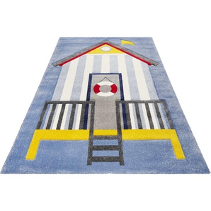 Kinderteppich ESPRIT Sea Castle ESP-21070 Teppiche Gr. B/L: 120 cm x 170 cm, 13 mm, 1 St., blau Kinder Kinderzimmerteppiche Kurzflor mit maritimem Muster, Strandschloss