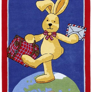 Kinderteppich FELIX DER HASE Felix der Hase FE-2943-01-01 Teppiche Gr. B/L: 150 cm x 220 cm, 10 mm, 1 St., blau Kinder Kinderzimmerteppiche Konturenschnitt, Kinderzimmer