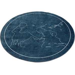 Kinderteppich GRIMMLIIS Märchen 5 Teppiche Gr. Ø 150 cm, 2 mm, 1 St., blau Kinder Kinderzimmerteppiche Motiv Aschenputtel, Kinderzimmer