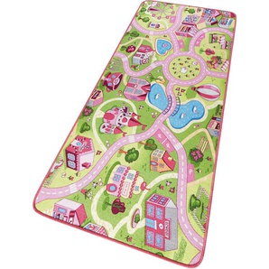 Kinderteppich HANSE HOME Sweettown Teppiche Gr. B/L: 200 cm x 300 cm, 7 mm, 1 St., rosa Kinder Kinderzimmerteppiche Kurzflor, Straßen-Spielteppich, Spielunterlage, Kinderzimmer