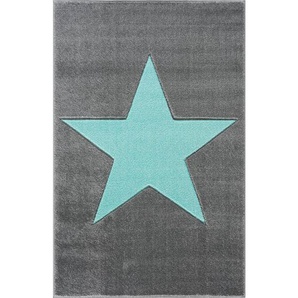 Kinderteppich Happy Rugs , Silber , Textil , Stern , rechteckig , 150 cm , Textiles Vertrauen - Oeko-Tex®, Hohenstein, Oeko-Tex® Standard 100 , für Fußbodenheizung geeignet, in verschiedenen Größen erhältlich, antistatisch, pflegeleicht, strapazierfähig ,