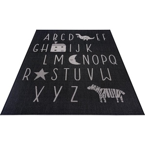 Kinderteppich LÜTTENHÜTT Alphabet Teppiche Gr. B/L: 200 cm x 290 cm, 3 mm, 1 St., schwarz (schwarz, creme) Kinder Kinderzimmerteppiche