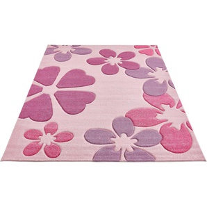 Kinderteppich LUXOR LIVING Flair Teppiche Gr. B/L: 170 cm x 230 cm, 15 mm, 1 St., pink Kinder Kinderzimmerteppiche Kurzflor, Blumen Design, Kinderzimmer