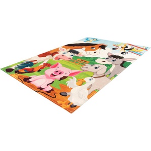Kinderteppich OBSESSION My Juno 472 Teppiche Gr. B/L: 160 cm x 230 cm, 10 mm, 1 St., grün (green) Kinder Spielteppich Teppich Kinderzimmerteppiche Teppiche Spielteppich, Motiv Bauernhof-Tiere, Kinderzimmer