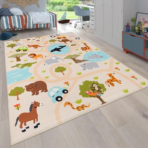 Kinderteppich PACO HOME Bino 580 Teppiche Gr. B/L: 200 cm x 290 cm, 4 mm, 1 St., bunt (mehrfarbig) Kinder Kinderzimmerteppiche Spielteppich, Motiv Straße & Autos, Kinderzimmer