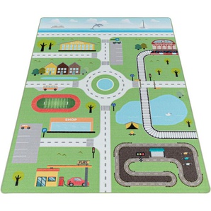 Kinderteppich PLAY 2902, Ayyildiz Teppiche, rechteckig, Höhe: 6 mm, robuster Kurflor, Straßen Spiel Teppich, Kinderzimmer