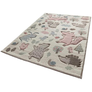 Kinderteppich SIGIKID Forest Teppiche Gr. B/L: 200 cm x 290 cm, 13 mm, 1 St., beige (beige, rosa) Kinder Kinderzimmerteppiche Wald Tiere Design, Kurzflor