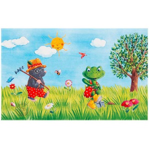 Kinderteppich Spiegelburg G.a.r.d.e.n , Blau, Grün, Hellblau, Hellgrün , Textil , Tier , rechteckig , 140 cm , Oeko-Tex® Standard 100 , für Fußbodenheizung geeignet, rutschfest , Teppiche & Böden, Teppiche, Kinderteppiche