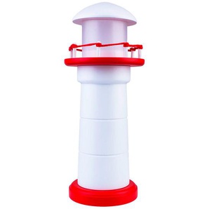Kindertischleuchte Leuchtturm, Rot, Weiß, Holz, Kunststoff, 31 cm, Lampen & Leuchten, Innenbeleuchtung, Kinderzimmerlampen
