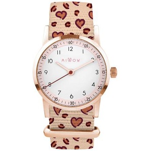Kinderuhr The Millow Blossom, Edelstahl Rosegold mit austauschbarem Nylon-Armband Lovin’ Leopard, von Millow