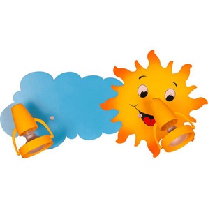 Kinderwandleuchte Sonne, Blau, Gelb, Kunststoff, Holzwerkstoff, 23x16x47 cm, Lampen & Leuchten, Innenbeleuchtung, Wandleuchten