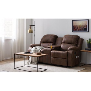 Kinosofa Mendis II Braun Microfaser 180 x 101 x 102cm Modern