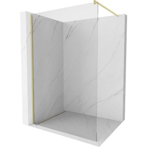 Kioto Duschabtrennung Walk-in 140 x 200 cm, transparent 8 mm, gebürstetes Gold - 800-140-101-5 - Mexen
