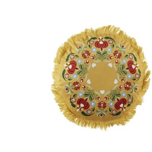 HOME STORY Kissen Folklore - gelb - Materialmix - 40 cm - 40.0 | Möbel Kraft