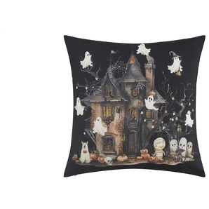 Kissen Geisterhaus - schwarz - Materialmix - 45 cm | Möbel Kraft