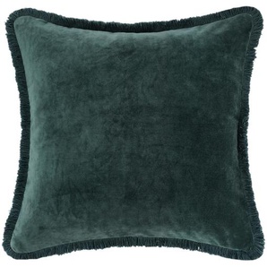 Kissen  Samt mit Fransen - grün - Materialmix - 45 cm | Möbel Kraft