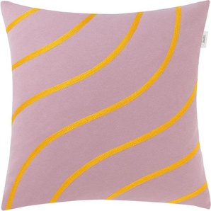 Kissenbezüge ESPRIT Debby Gr. B/L: 38 cm x 38 cm, 1 St., Baumwolle-Polyester, lila (lavendel, flieder) Kissenbezüge gemustert mit aufgesticktem Wellenmotiv
