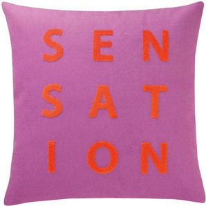 Kissenbezüge SPORTALM KITZBÜHEL Sensation Gr. B/L: 50 cm x 50 cm, 1 St., Polyester-Baumwolle, pink (pink, orange) Kissenbezüge mit aufgesticktem Schriftzug