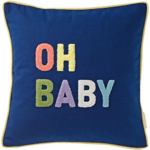 Kissenbezüge TOM TAILOR Baby Gr. B/L: 45 cm x 45 cm, 1 St., Polyester-Baumwolle, blau (dunkelblau, navy) Kissenbezüge mit modernem Schriftzug