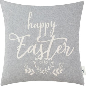 Kissenbezüge TOM TAILOR Happy Easter Gr. B/L: 45 cm x 45 cm, 1 St., Baumwolle, grau (hellgrau, steingrau) Kissenbezüge aus weicher Baumwolle