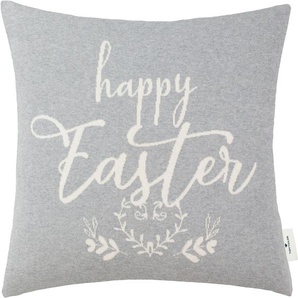 Kissenbezüge TOM TAILOR HOME Happy Easter Gr. B/L: 45 cm x 45 cm, 1 St., Baumwolle, grau (hellgrau, steingrau) Kissenbezüge aus weicher Baumwolle