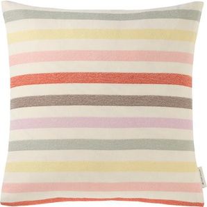 Kissenbezüge TOM TAILOR HOME Pastel Stripe Gr. B/L: 45 cm x 45 cm, 1 St., Baumwolle-Leinen-Polyester, gelb (gelb, rot) Kissenbezüge gemustert in frischen Farben
